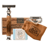 Set razor, jutenzakje, natuur scheerzeep