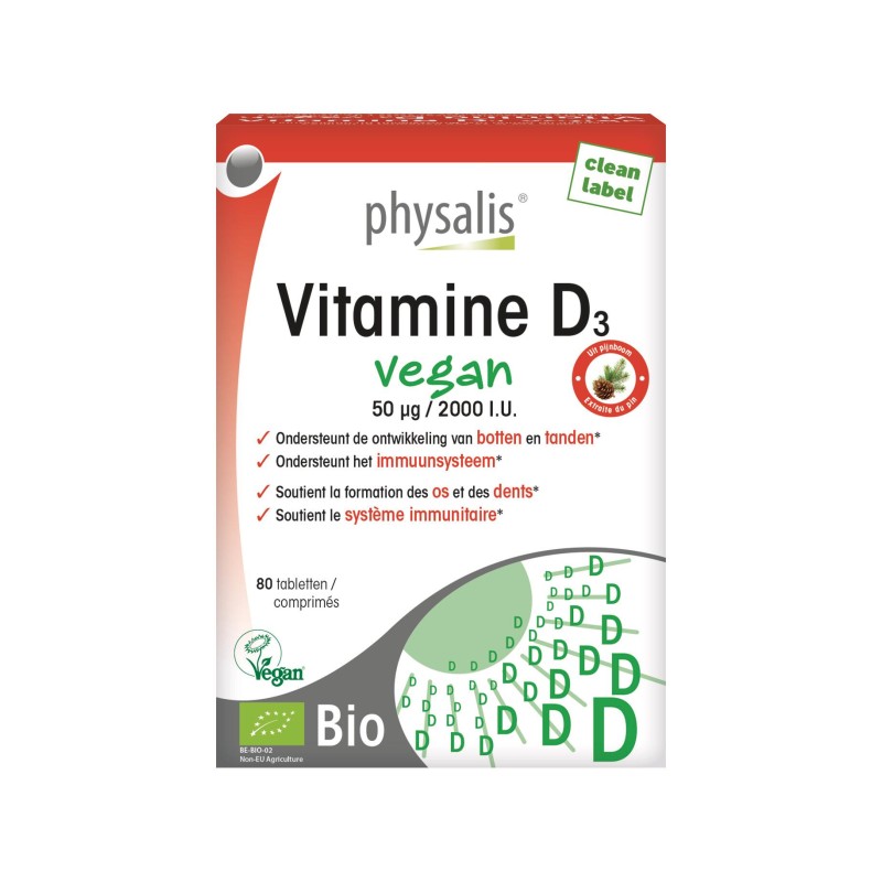 Vitamine D3 Vegan 2.000ie 50mcg Bio